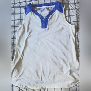 Adidas Womens White and Blue Tennis Tank Top Size L